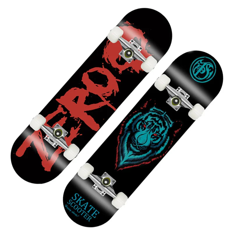 Patineta Deportiva de Madera de Arce de 80 cm, 4 Ruedas, Diseño de Doble Kick, Patineta Profesional para Trucos y Calle, para Jóvenes y Adultos