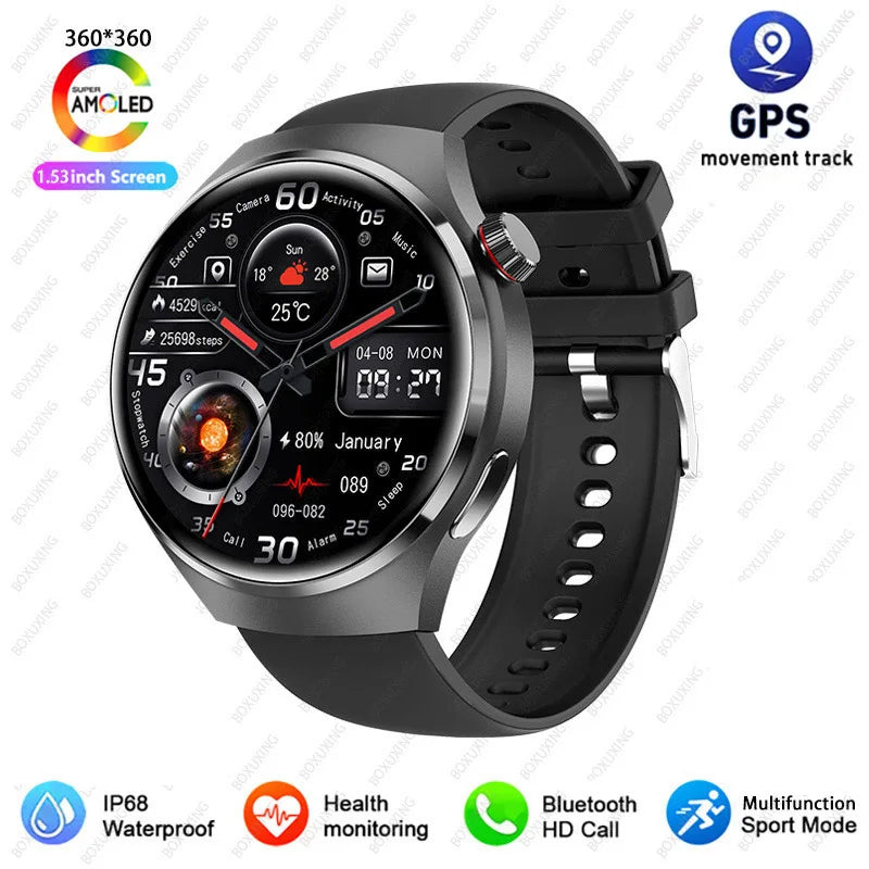 Reloj inteligente 2026 New Watch 4 Pro GPS para hombre, pantalla AMOLED 360*360, frecuencia cardíaca, llamada Bluetooth, resistente al agua IP68, smartwatch deportivo para hombre