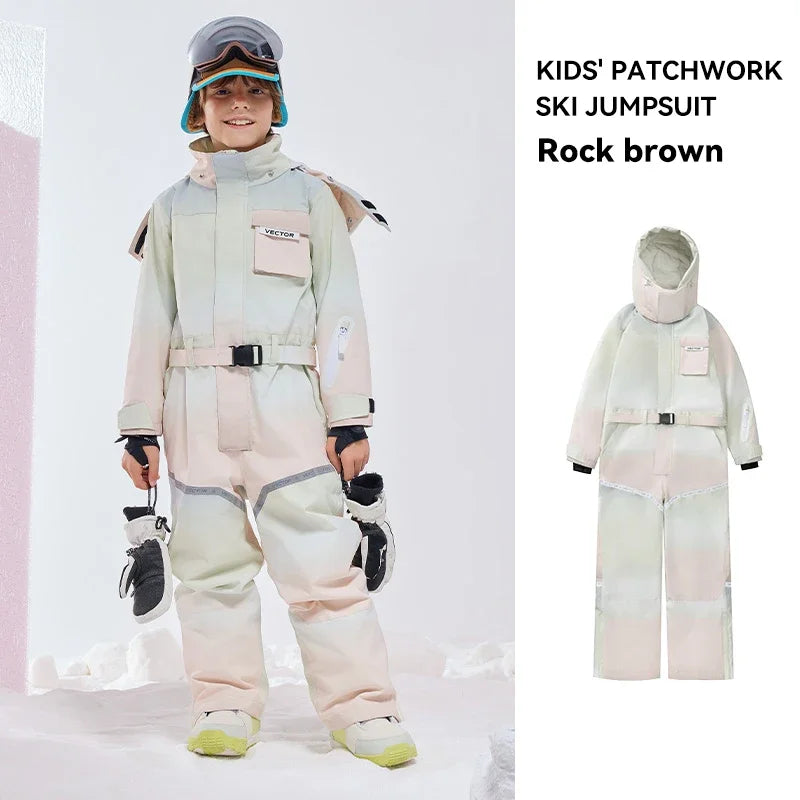 VECTOR Mono de Nieve para Niños, Cálido y Grueso para Invierno, con Capucha, Impermeable, Mono de Esquí, Ropa de Snowboard, Chaqueta de Snowboard para Deportes al Aire Libre