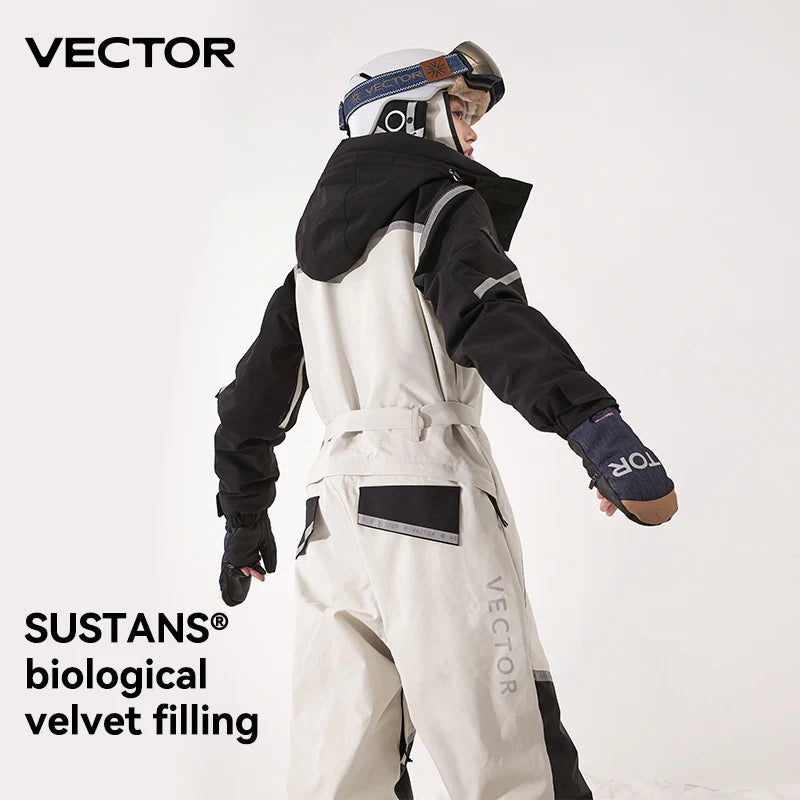 Mono de esquí grueso de una pieza para hombre y mujer, chaqueta de Snowboard para deportes al aire libre, traje de salto cálido, ropa de invierno impermeable, monos con capucha