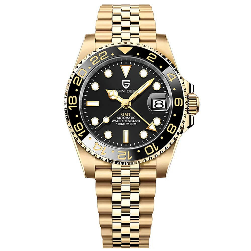 PAGANI DESIGN Reloj automático para hombre, cristal de zafiro, 40 mm, cerámica, GMT, reloj de pulsera mecánico, marca de lujo, deportivo, impermeable