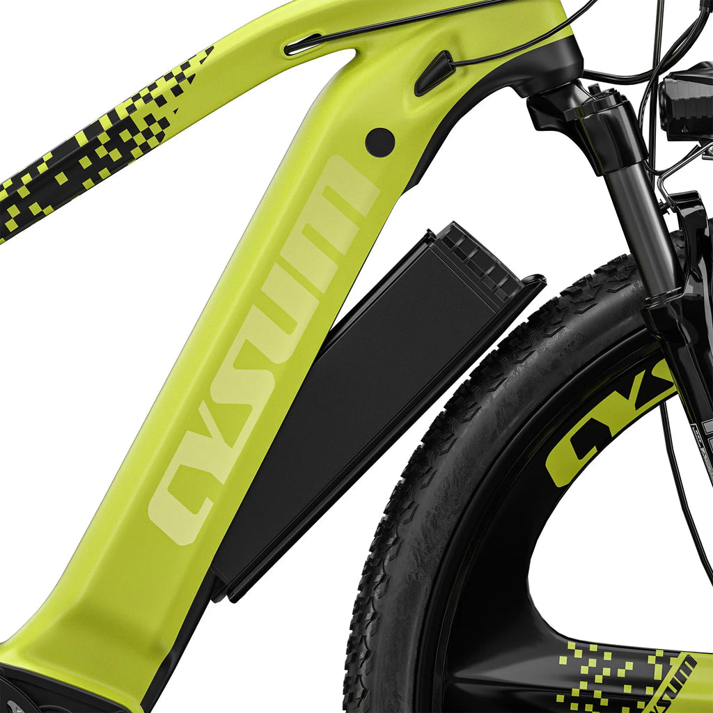 Bicicleta de montaña eléctrica para adultos Cysum M520 de 29", motor potente de 500 W, batería de 48 V y 15 Ah, bicicleta eléctrica con casete de 7 velocidades, pantalla LCD inteligente y portaequipajes trasero