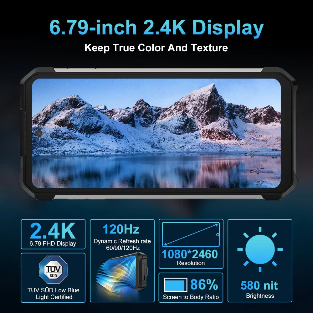 Smartphone resistente 8849 Tank 2 PRO con proyector de 100 lúmenes, Android 14, 23800 mAh, cámara de 100 MP, 512 GB, 120 W, 2.4K, 120 Hz, doble SIM