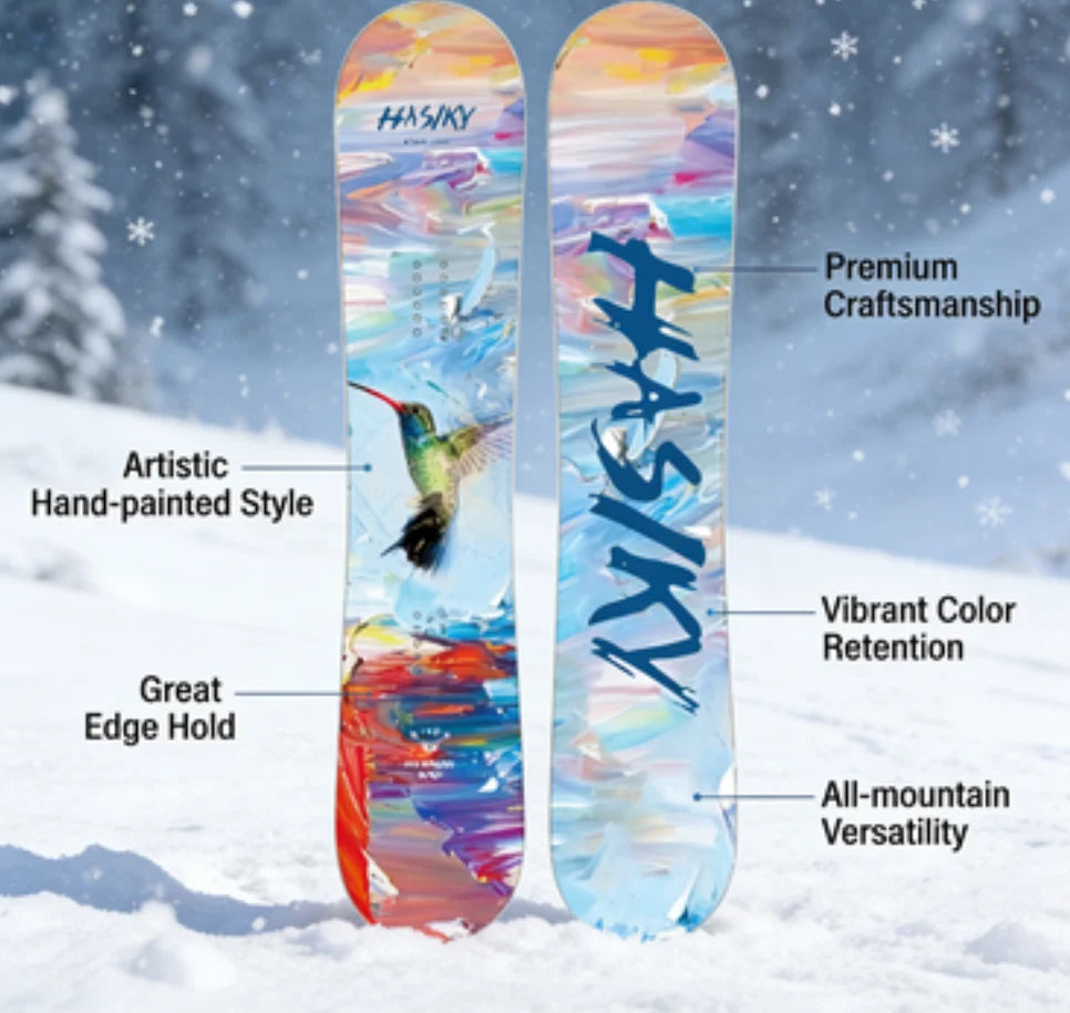 Tabla de Snowboard Hasiky OEM All Mountain con Núcleo de Madera y Base Sinterizada de 145 cm para Adultos, Personalizable