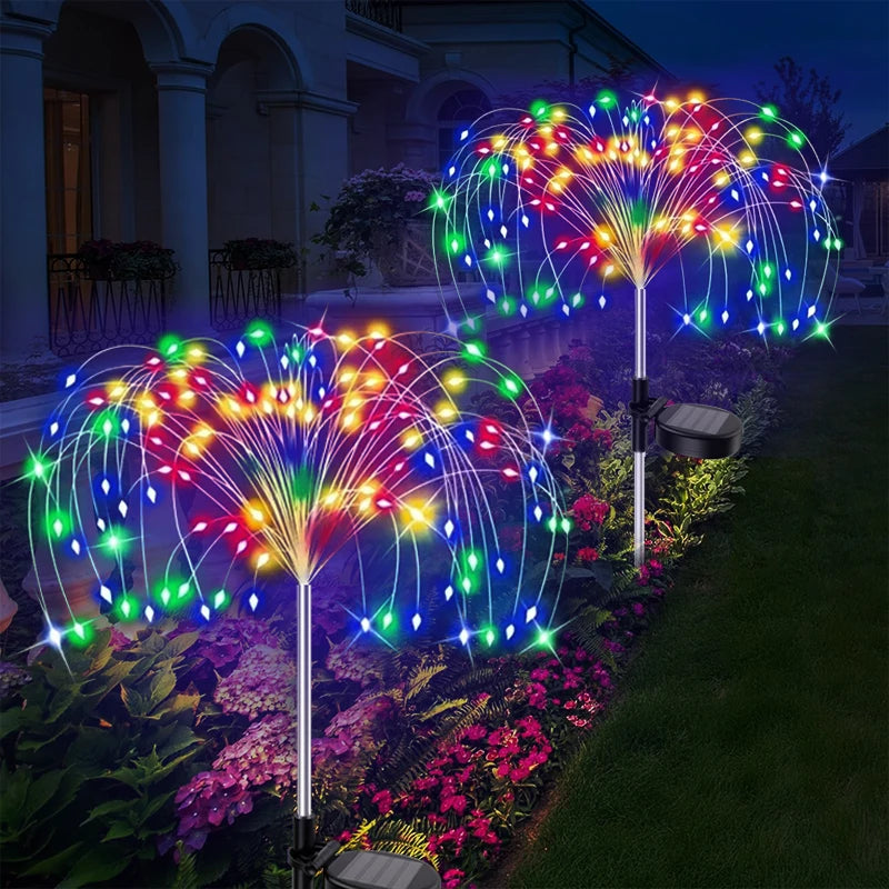 Luces solares de fuegos artificiales de 420LED, luces impermeables para decoración de jardín, luces de hadas de diente de león para Patio exterior, camino, césped y Patio