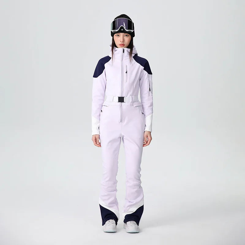 SEARIPE-mono de esquí cálido de alta elasticidad para mujer, traje de Snowboard impermeable y transpirable, conjunto ajustado relleno de plumón para invierno