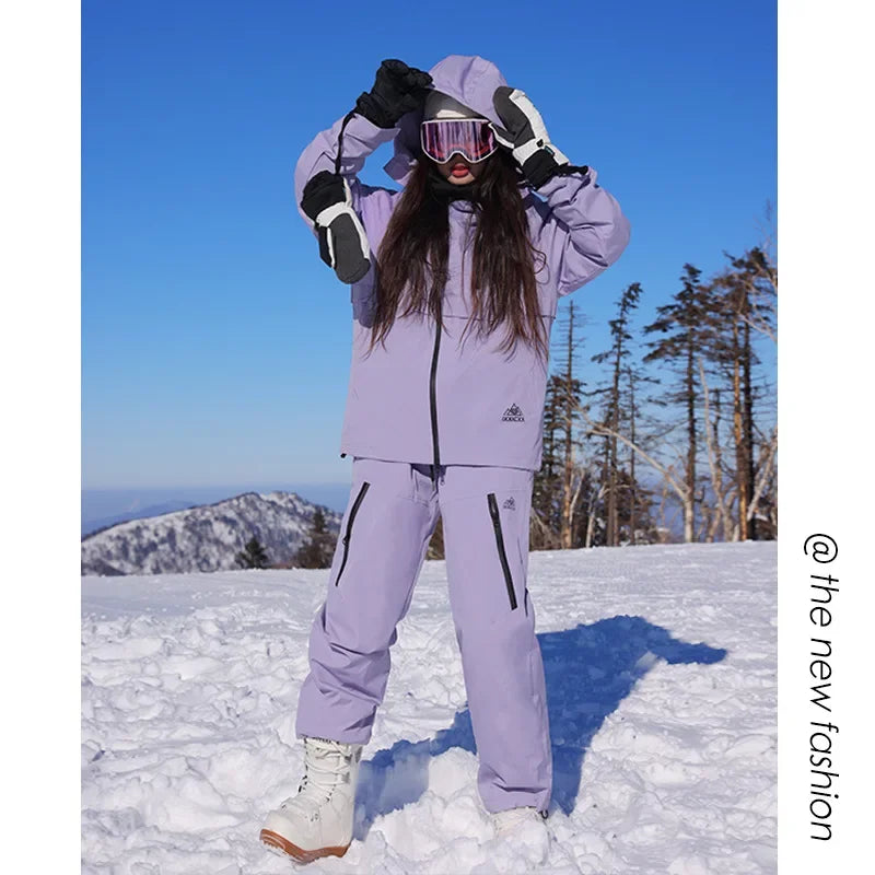 Traje de esquí aislado para hombre y mujer, pantalones de esquí individuales y dobles, traje de montañismo, chaqueta térmica de terciopelo.