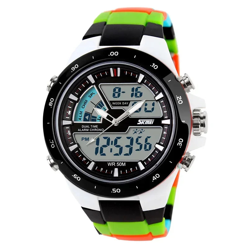Reloj deportivo para hombre Skmei 1016, reloj de pulsera de moda casual, despertador, resistente al agua, militar, cronógrafo, con doble pantalla.