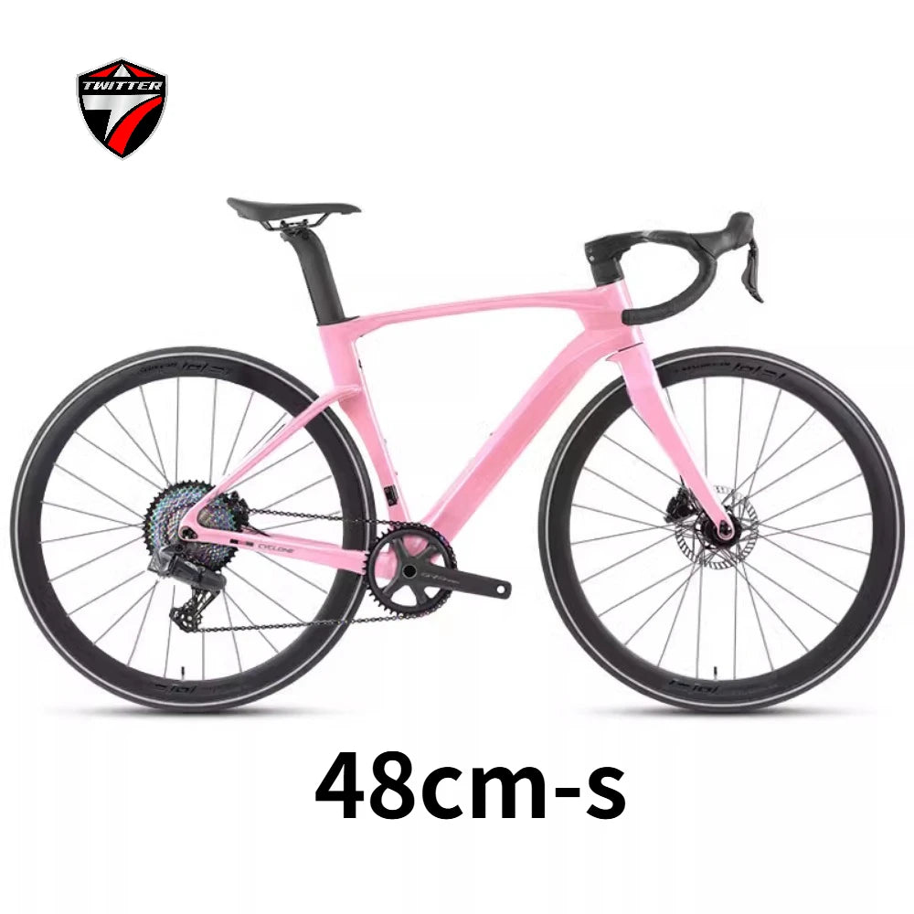 Bicicleta de carretera TWITTER 105/R7120 RS-22/24S de fibra de carbono para carreras, con freno de disco hidráulico y diseño aerodinámico, 700*25C