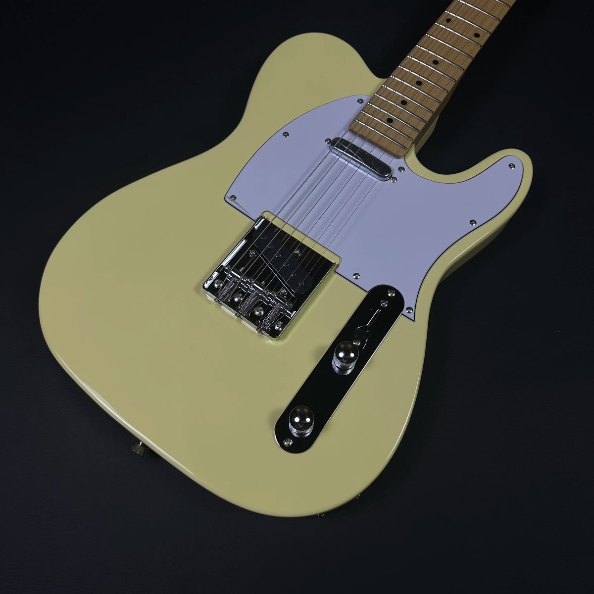 Guitarra eléctrica TL amarilla crema, cuerpo de caoba, diapasón de arce