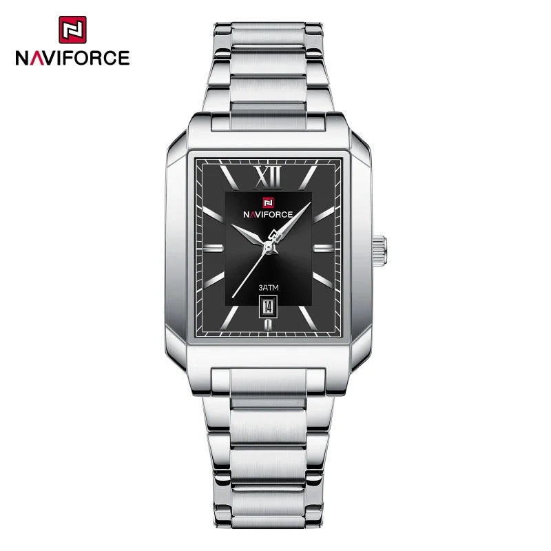 New NAVIFORCE Men's 3ATM Waterproof Anniversary Quartz Watch Fashion Watches Date Display Stainless Steel Strap Male Gift Watch