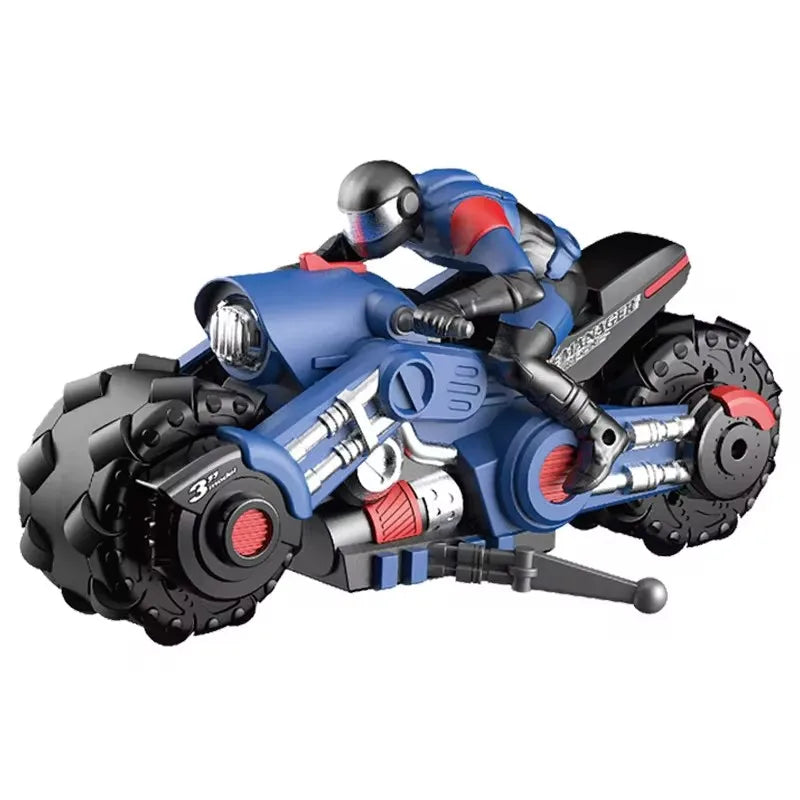 1: Motocicleta RC de acrobacias 3D a control remoto, coche a control remoto, juguete de motocicleta eléctrica para niños con rotación y derrape