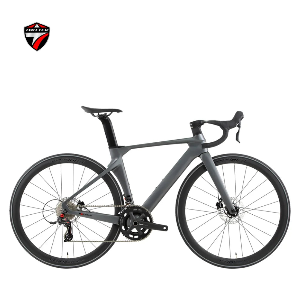 TWITTER R10Pro 105R7120-24 velocidades, bicicleta de carretera de fibra de carbono T800 rompevientos con frenos de disco hidráulicos, 56 cm