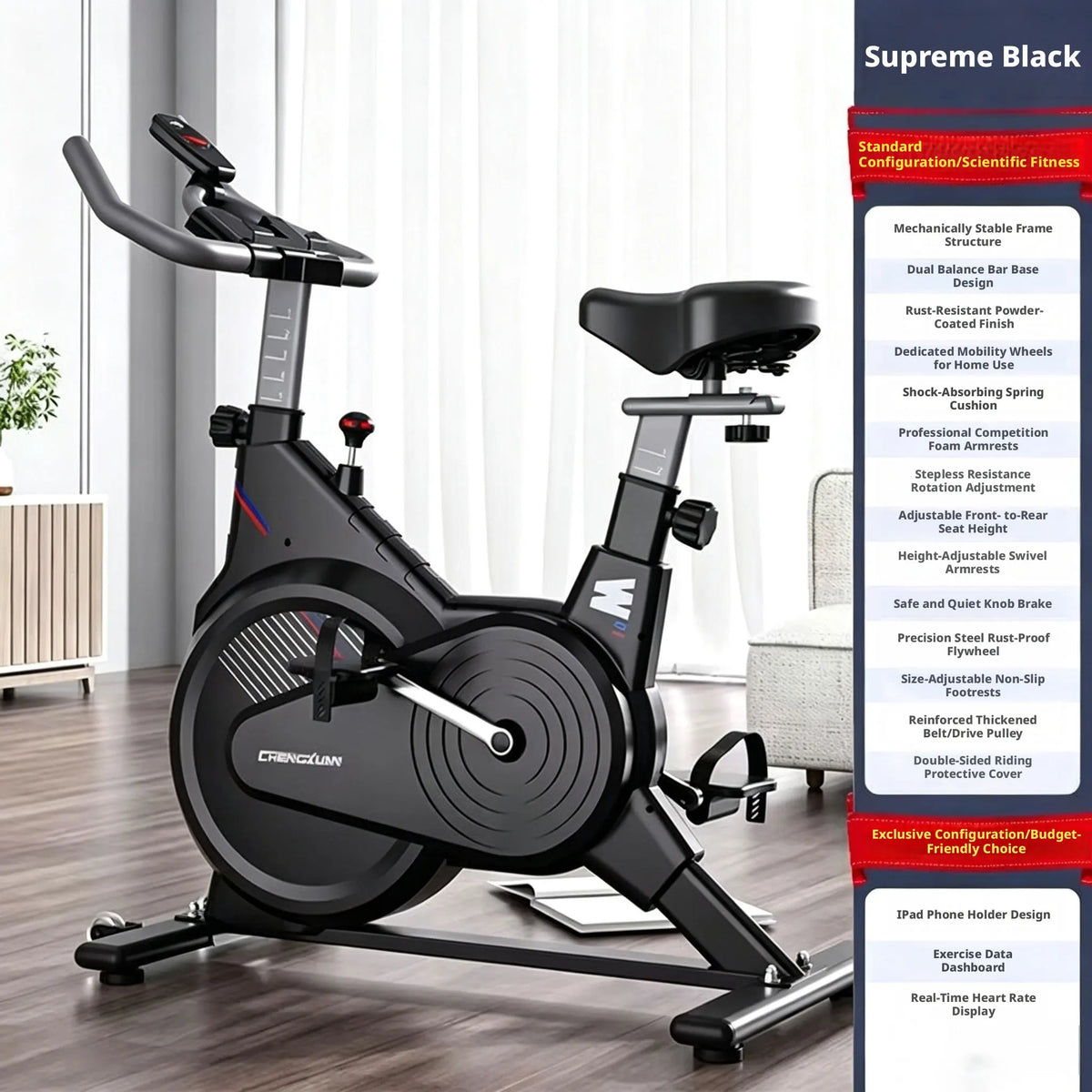 Bicicleta Estática de Spinning para Interiores, Bicicleta de Ejercicio con Resistencia Magnética Silenciosa y Monitor LCD, Equipo de Ejercicio Cardiovascular para Gimnasio en Casa