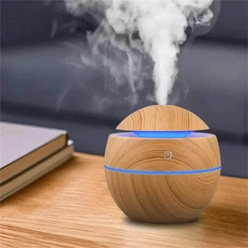 Mini humidificador USB ultrasónico de grano de madera y difusor de aceites esenciales aromaterapia de escritorio portátil para uso en el hogar y la Oficina