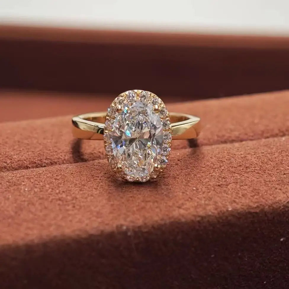 Anillo de Diamante Ovalado de Laboratorio de 5.0ct, Certificado IGI, E VS1, Anillo de Compromiso y Boda, Oro Sólido de 18K, Precio de Fábrica, Joyería Fina de Lujo