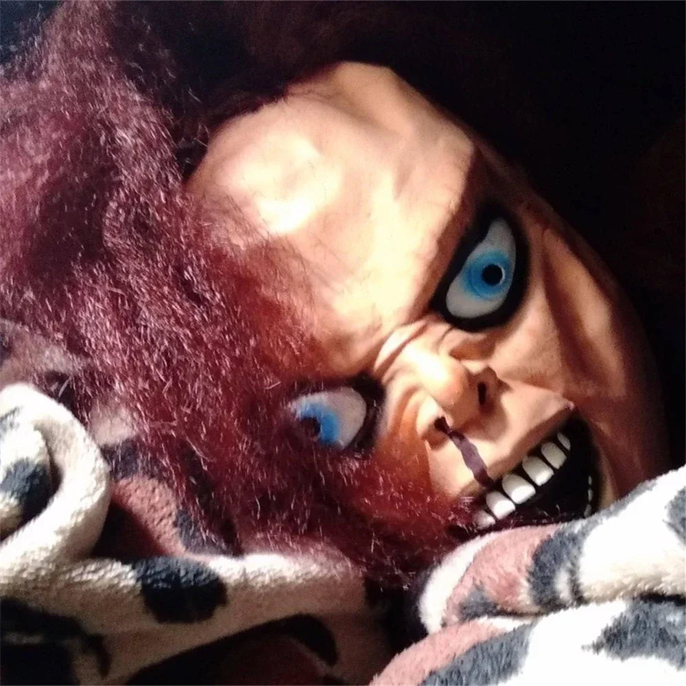 Máscara de Chucky de Child's Play, máscara de látex de asesino terrorífico para Halloween, disfraz de fiesta, accesorios de cosplay de Chucky, cubierta para la cabeza.