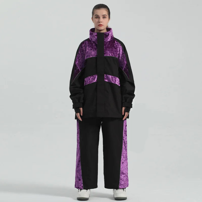 Nuevo traje de esquí para hombre y mujer, Color sólido, invierno, exterior, resistente al viento, impermeable, cremallera, traje de esquí deportivo cálido