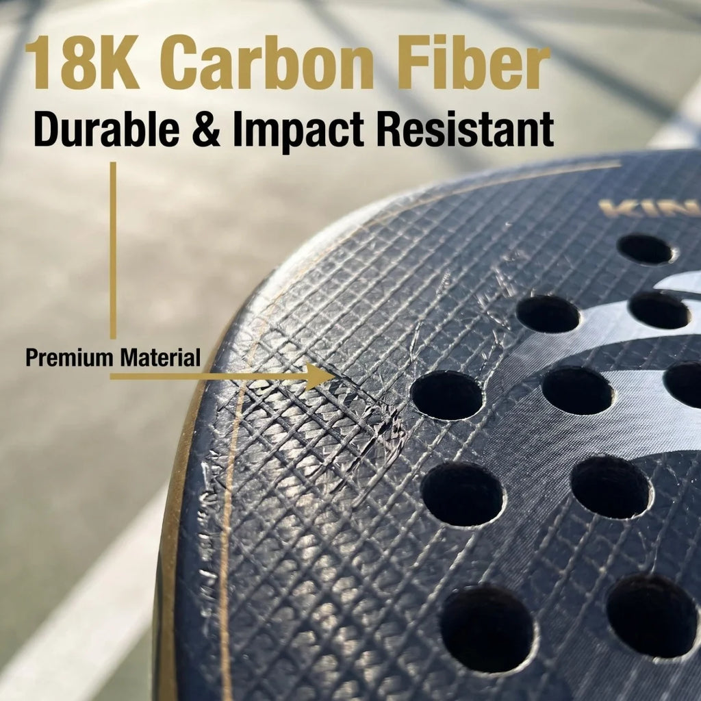 Raqueta de Pádel KING KOBRA 2.0 de Fibra de Carbono 18K, Superficie Antideslizante con Textura 3D, Raqueta Profesional de Tenis de Pádel Resistente a Impactos