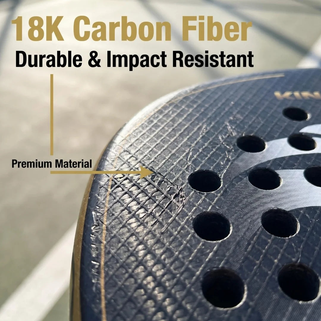 Raqueta de Pádel KING KOBRA 2.0 de Fibra de Carbono 18K, Superficie Antideslizante con Textura 3D, Raqueta Profesional de Tenis de Pádel Resistente a Impactos