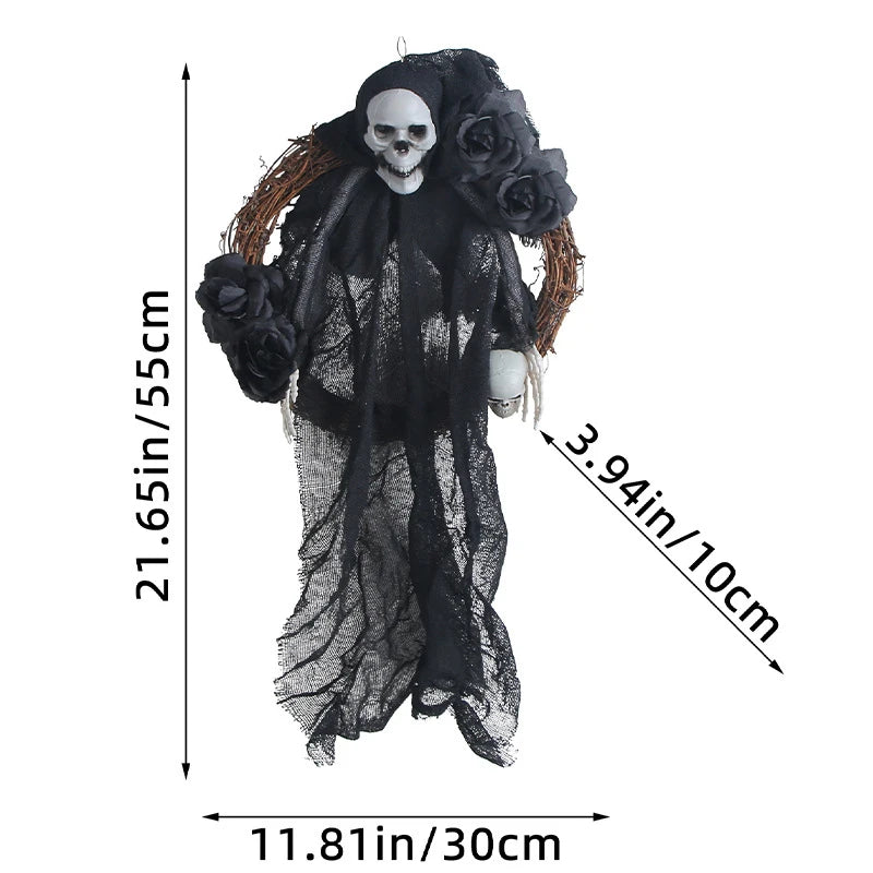 Decoraciones de Puerta de Fantasma Blanco para Halloween, Guirnalda Colgante para Fiesta de Terror, Decoración y Accesorios para Casa Encantada