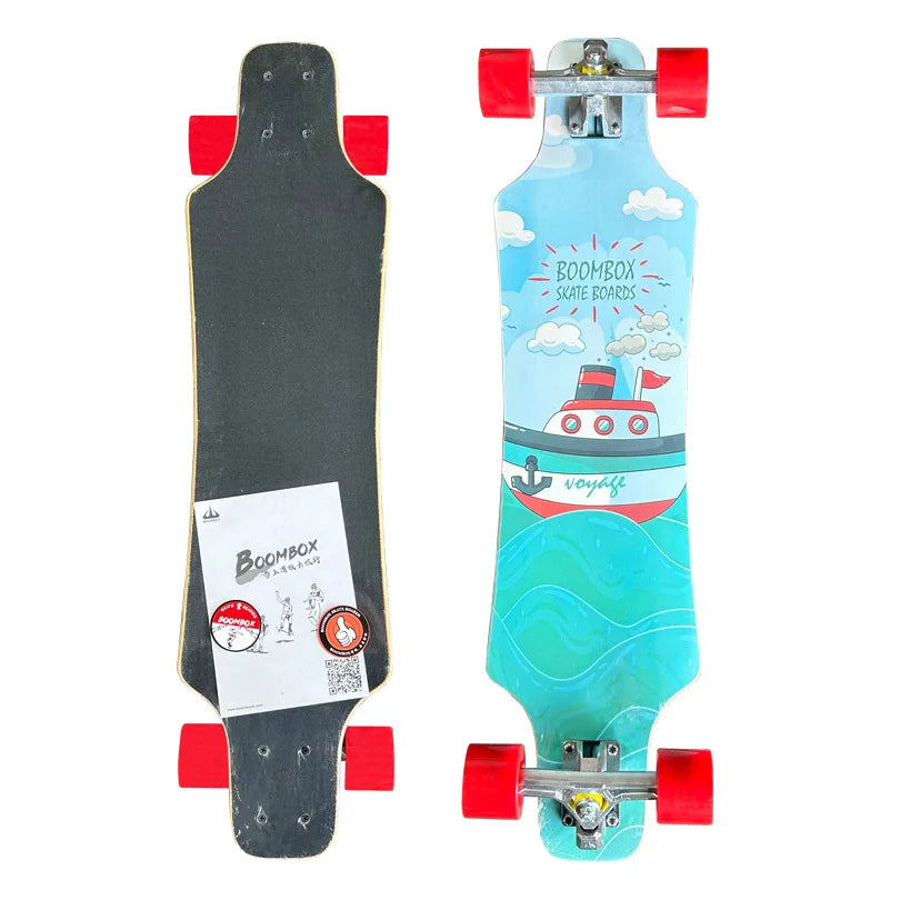 Patineta Profesional de Madera de Arce con Doble Kick para Adultos, Longboard Urbano Suave para Desplazamientos y Freeride