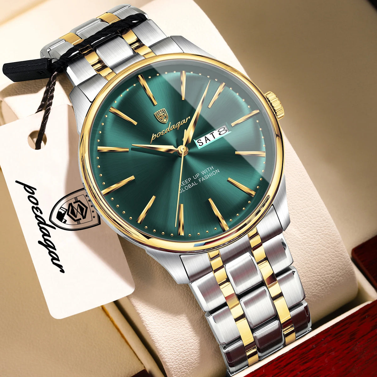 POEDAGAR Business Male Watch Fashion Waterproof Stainless Steel Men's Wristwatch Date Week Quartz Elegant Watches For Men Reloj