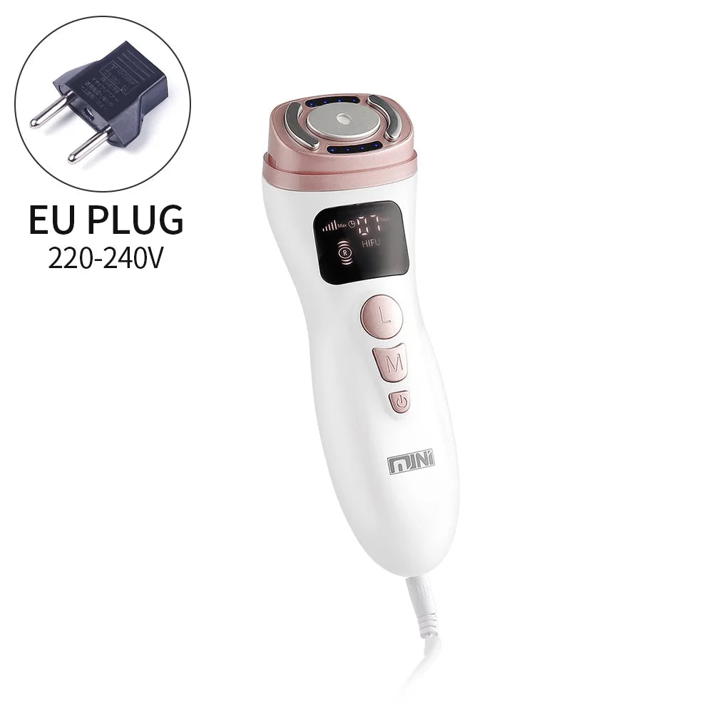 Mini máquina HIFU ultrasónica RF EMS HIFU, dispositivo de estiramiento de la piel para estiramiento Facial, barbilla, cuello, ojos, masajeador antiarrugas para uso doméstico