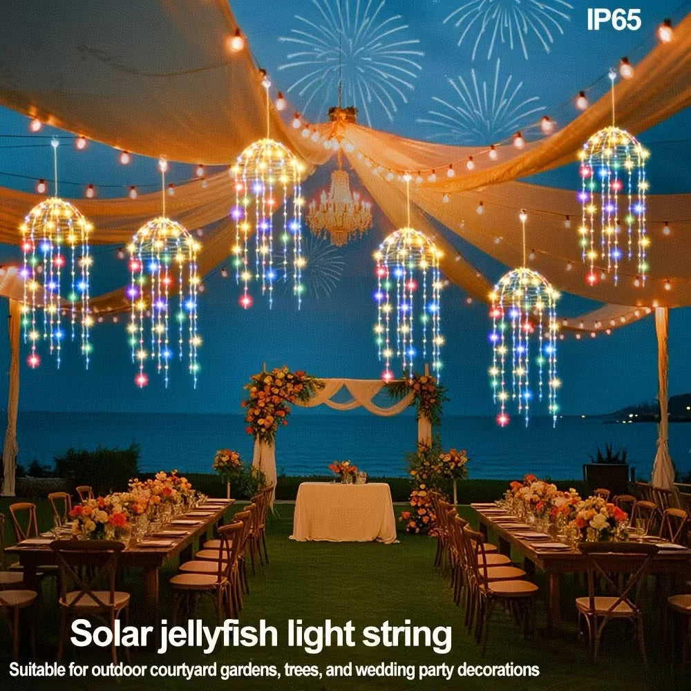 2/4Pcs Outdoor Solar LED Hanging Jellyfish Lights, 8 Lighting Modes  for Patio Eaves Balcony Porch Trees  Christmas Decoration