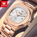 Reloj de cuarzo OLEVS 3696 para hombre, de lujo, con calendario, resistente al agua, reloj de pulsera de negocios para hombre, esfera grande luminosa, moderno, sencillo