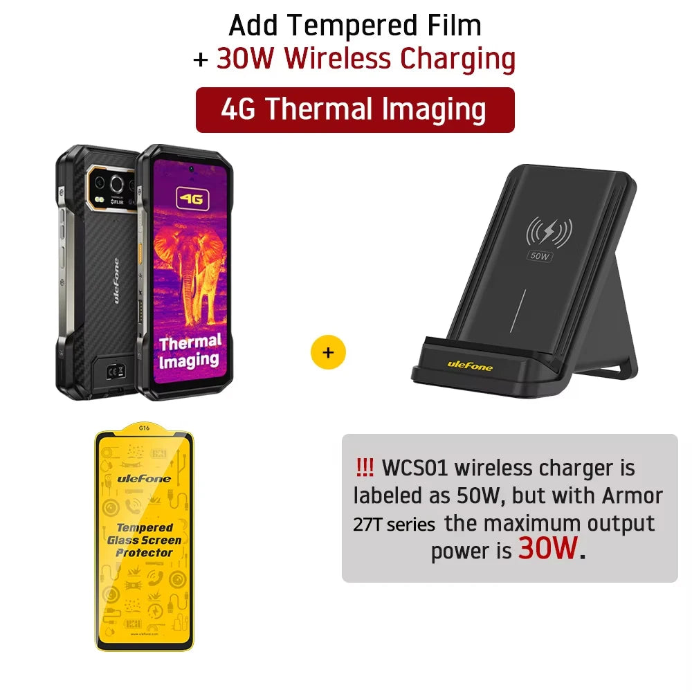 Smartphone resistente Ulefone Armor 27T+ 4G con cámara térmica FLIR®, 10600mAh, hasta 24GB+256GB, pantalla FHD de 6.78" a 120Hz, visión nocturna y Android 15