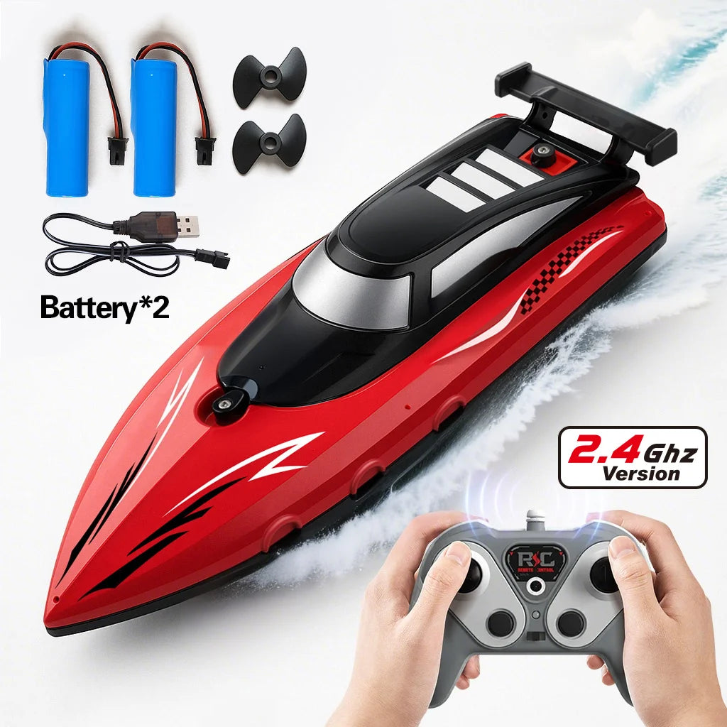 Lancha de control remoto de alta velocidad de 27 MHz | Barco de carreras acuático impermeable con doble motor, juguete para niños, regalo para exteriores y piscina