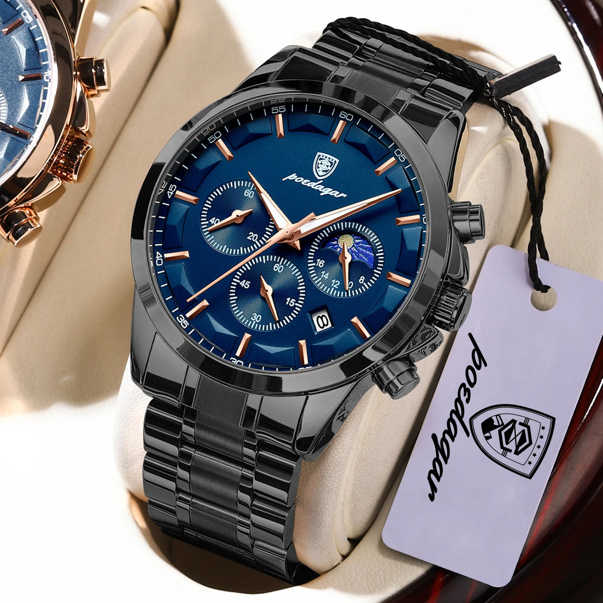 POEDAGAR Youth Fashion Man Clock Waterproof Luminous Stainless Steel Men Watch Chronograph Date Quartz Sport Men's Watches Reloj
