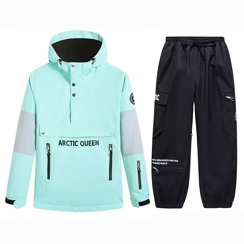 Conjuntos de Trajes de Nieve para Hombre y Mujer, Ropa de Snowboard, Ropa de Invierno para Exteriores, Sudadera con Capucha, Traje Impermeable, Chaqueta de Esquí + Pantalones