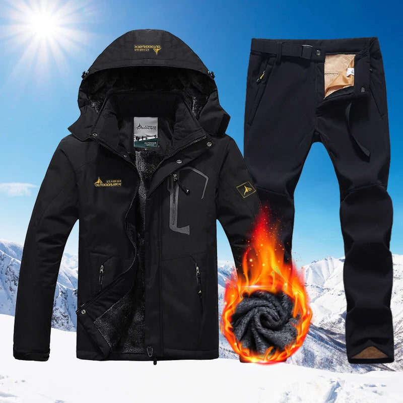 Traje de esquí de invierno para hombre, chaqueta de lana para snowboard, pantalones gruesos, cálidos, impermeables, a prueba de viento, conjuntos de esquí y snowboard, trajes de nieve para hombre