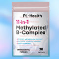 30 Parches Transdérmicos de Vitaminas del Complejo B Metiladas, Vitaminas B12, B6, B9, 5-MTHF para Energía, Corazón, Cerebro y Metilación