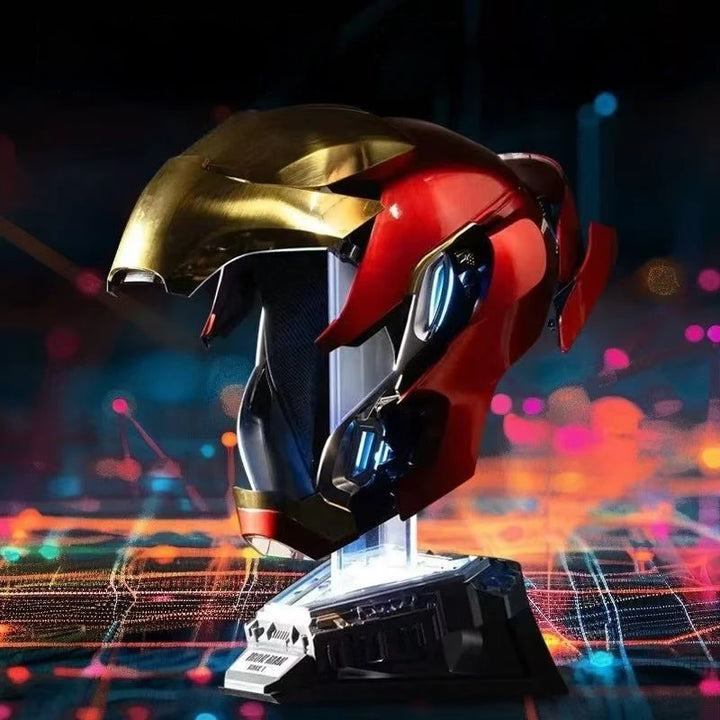 Casco Iron Man MK5, Real, portátil, apertura eléctrica automática, cierre, regalo de Año Nuevo para el Día de los niños, figura de acción coleccionable, juguete
