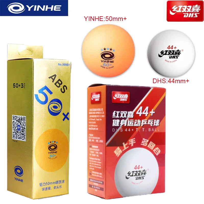 DHS 44mm + pelotas de tenis de mesa ABS nuevo Material pelotas de Ping Pong de entrenamiento y Fitness de gran tamaño 6 unids/caja pelota de tenis de mesa con costura