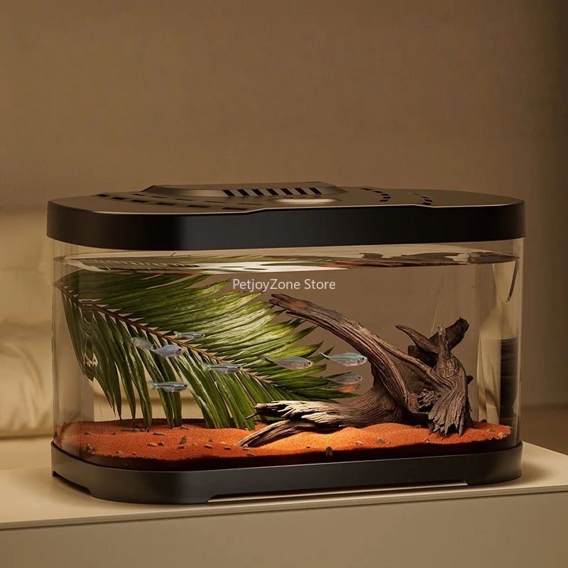 Acuario de plástico curvo, ecológico, silencioso, de alta calidad y lujo, para venta al por mayor, con bomba de agua, 4-30L, 3W, caja universal