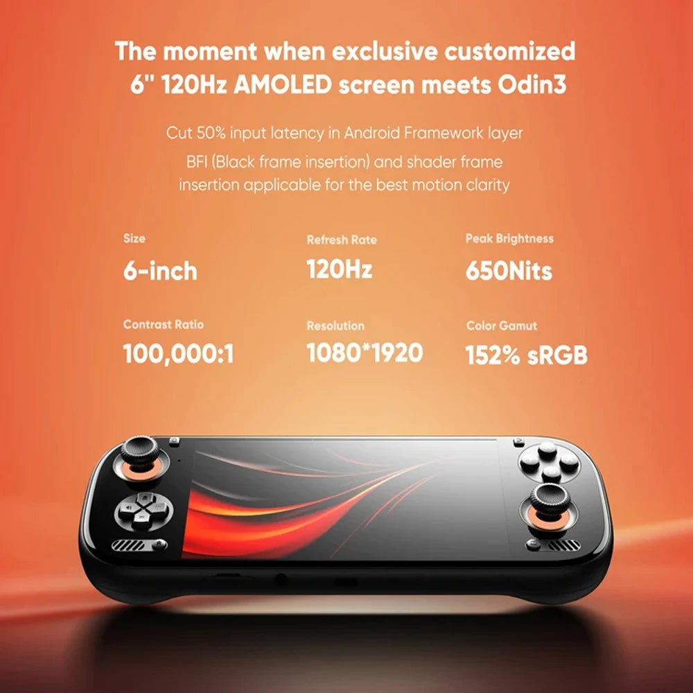 AYN Odin 3 Handheld Game Console 6 Inch AMOLED Screen 1920*1080 Android 15 8000mAh WIFI7 BT 6.0 Gming Video Player