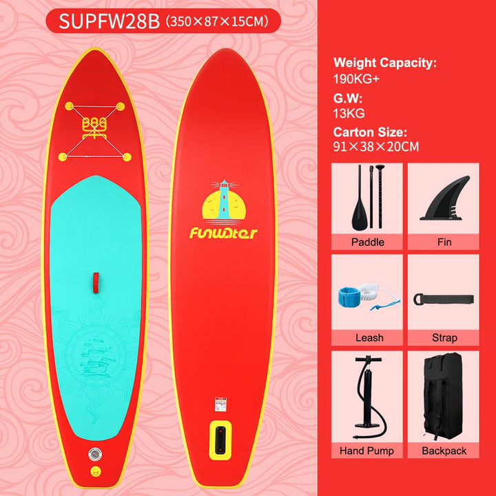 Tabla de paddle surf inflable FunWater, tabla SUP de 320–385 cm con plataforma antideslizante, tabla de paddle surf portátil para surf, turismo, pesca y deportes acuáticos