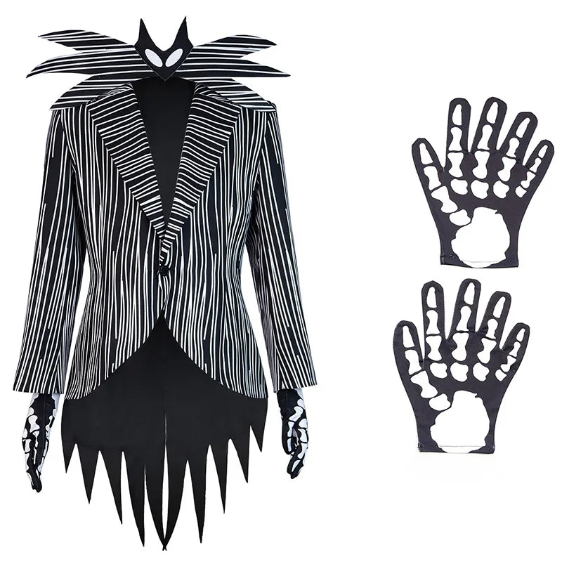 Disfraz de Jack Cosplay Skellington para hombres adultos, chaqueta de fantasía, pantalones, traje para hombre, disfraz de fiesta de Carnaval y Halloween
