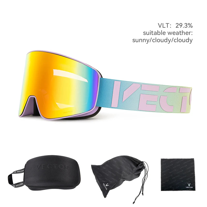 Gafas de Esquí VECTOR de Doble Capa Antivaho con Absorción Magnética, Cilíndricas, UV400, para Hombre y Mujer, Gafas de Snowboard POC