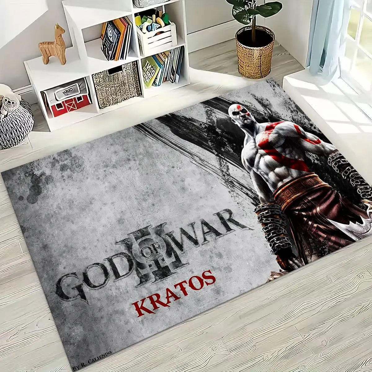 Alfombra de God of War Kratos para dormitorio, sala de estar, sofá, decoración del hogar, felpudo, alfombrilla antideslizante grande para juegos infantiles