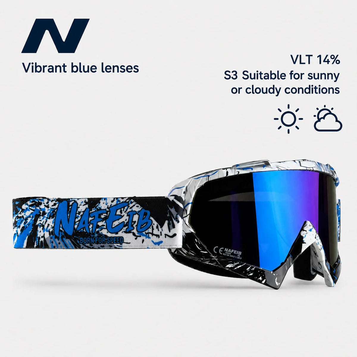 Gafas de Esquí, Aptas para Esquí y Snowboard, Gafas de Motociclismo para Todas las Estaciones, Equipadas con Lentes Anti-UV HD UV400