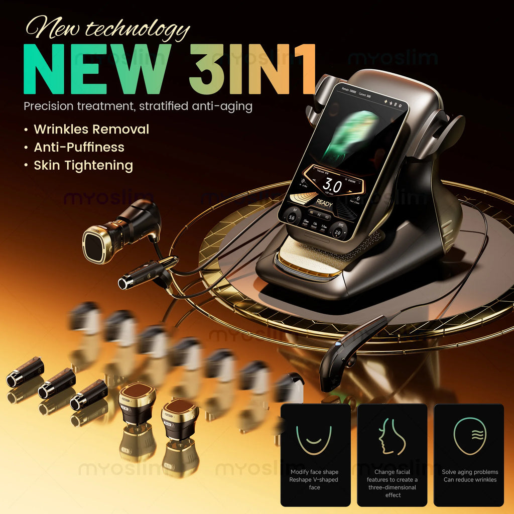 Máquina HIFU 25D 360MAX 3 en 1 para Lifting Facial y Corporal, EMS RF, para Rejuvenecimiento Facial No Invasivo y Reafirmación y Adelgazamiento Corporal