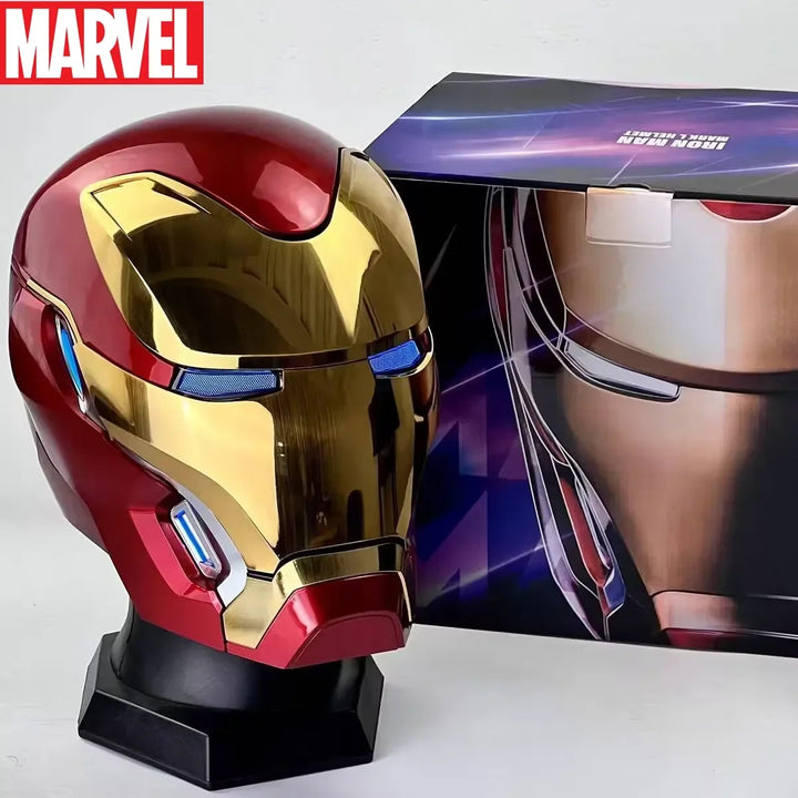 Casco Eléctrico de Iron Man de Marvel 1:1 MK50 MK5 con Control por Voz y Ojos con Luz, Modelo de Juguete para Adultos, Tecnología Vestible, Regalo de Navidad