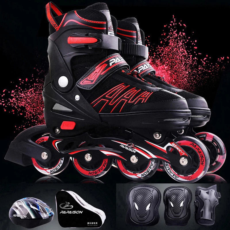Patines en Línea Ajustables de Talla 27-44 para Principiantes, Niños y Niñas, con Luces, 4 Ruedas, Juego de Zapatos de Patinaje, Zapatillas de Patinaje para Adultos