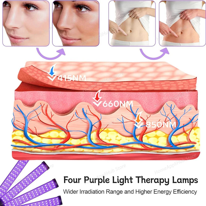 Lámpara de bronceado de 4 cabezales Máquina de bronceado UV de 60 W 360 °   Rotación 432 LED Luz púrpura Longitud de onda 460 nm y luz bronceadora de solario de 490 nm