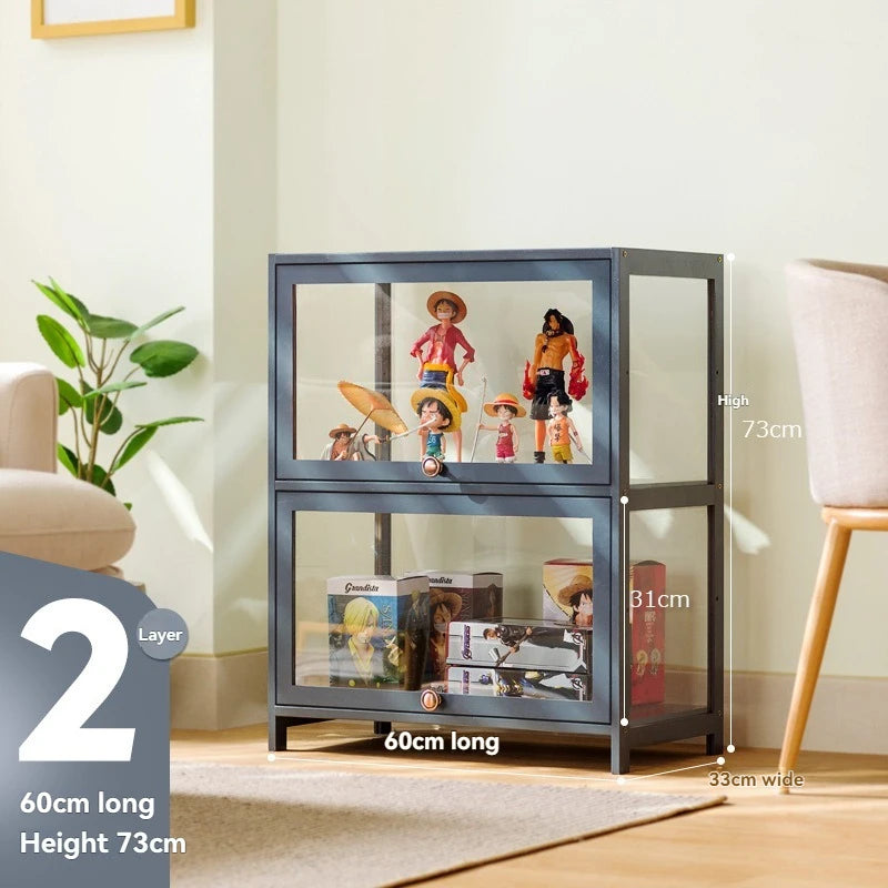 Vitrina hecha a mano, vitrina transparente a prueba de polvo con imitación de vidrio, caja de almacenamiento acrílica para juguetes Lego, estante para libros